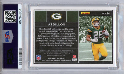Aj Dillon Autographed 2020 Panini One Patch Blue Rookie Card #24 (Psa Auto 10)
