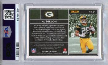Aj Dillon Autographed 2020 Panini One Patch Blue Rookie Card #24 (Psa Auto 10)