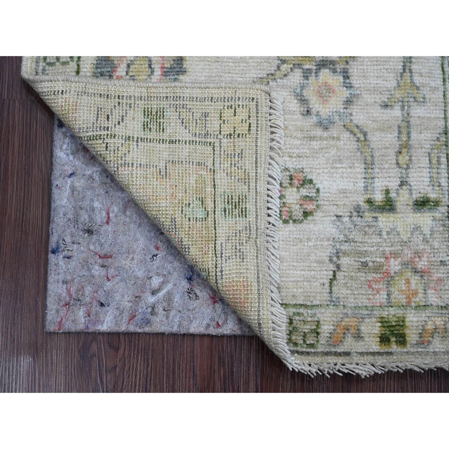 2'X3' Alabaster White Hand Knotted Afghan Angora Oushak 100% Wool Mat Rug