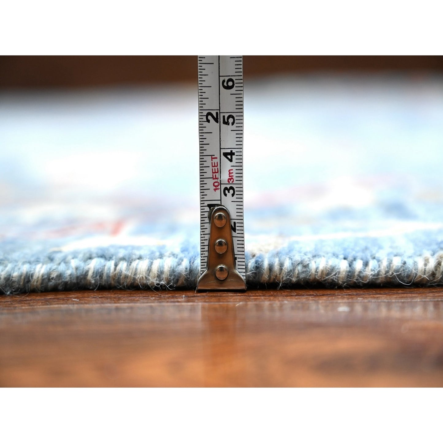 8'1"X16'2" Sea Blue Afghan Peshawar Hand Knotted Gallery Size Runner Rug