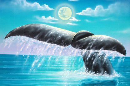 Jeff Wilkie (Us) Signed Original Painting Acrylic On Canvas - Whale Marine Art