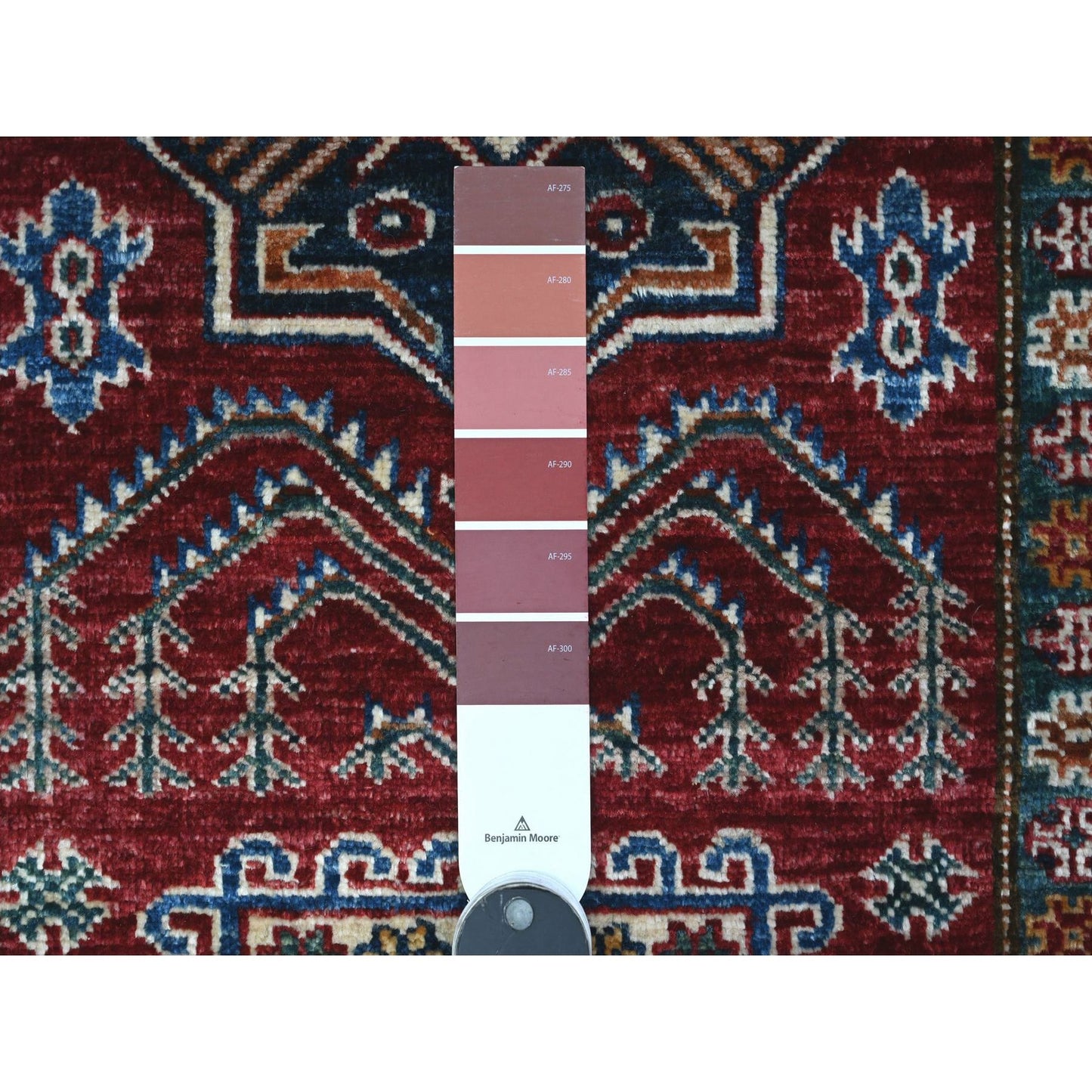 2'9"X4'1" Red Hand Knotted Super Kazak Pure Wool Medallions Oriental Rug