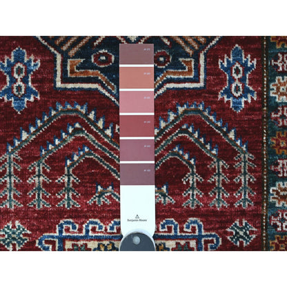 2'9"X4'1" Red Hand Knotted Super Kazak Pure Wool Medallions Oriental Rug