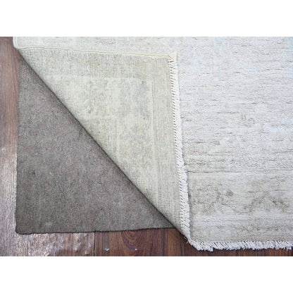 4'X5'9" Gainsboro Gray White Wash Peshawar Wool Hand Knotted Oriental Rug