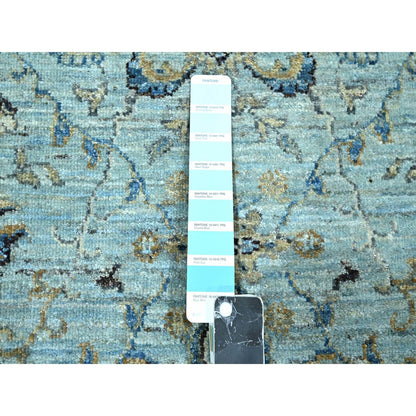 2'7"X25'9" Blue Shah Abbas Flower Design All Wool Hand Knotted Runner Rug