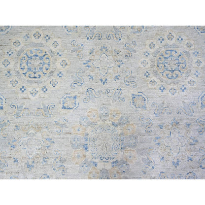 11'9"X14'8" Ivory White Wash Peshawar Wool Hand Knotted Oriental Rug