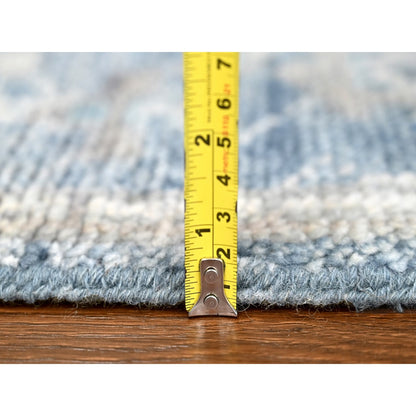 2'6"X8'5" Imperial Blue Oushak Design Hand Knotted Soft Wool Runner Rug