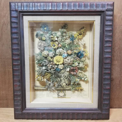 Henry Fletcher "November" Lithograph Rare Flower 3D Layered Paper Cut Art