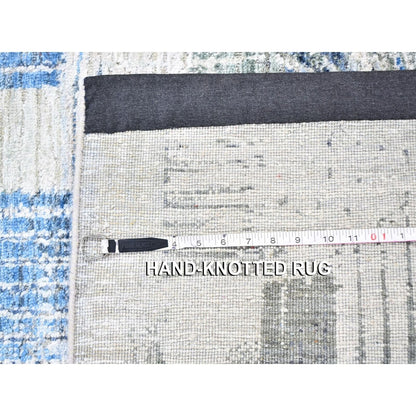 2'8"X6'1" The Intertwined Passage Handmade Silk & Text Wool Runner Rug