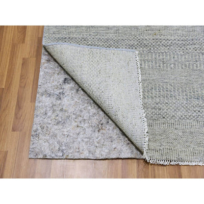 10'X10' Gray Undyed 100% Wool Modern Grass Design Hand Knotted Square Rug