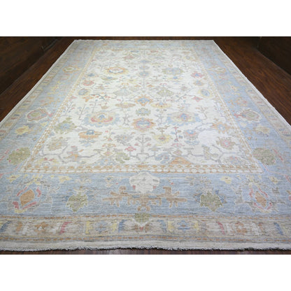 12'2"X16' Ivory Afghan Angora Oushak Hand Knotted Wool Oversized Rug