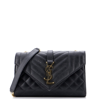 Saint Laurent Classic Monogram Envelope Satchel Mixed Matelasse Leather Small