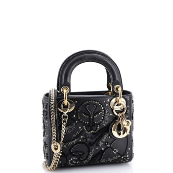 Christian Dior Lady Dior Chain Bag Embroidered Calfskin Mini