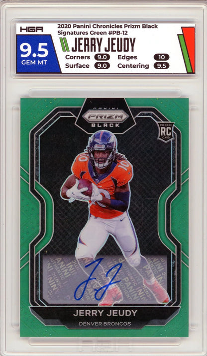 Jerry Jeudy Autographed 2020 Panini Chronicles Prizm Black Green Rookie Card #Pb