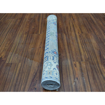 3'3"X5' Colorful Gray Fusion Kazak Pure Wool Hand Knotted Oriental Rug