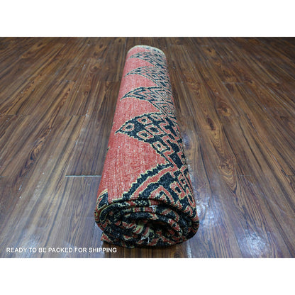 8'7"X11'3" Red Peshawar Berber Influence Geometric Pattern Oriental Rug
