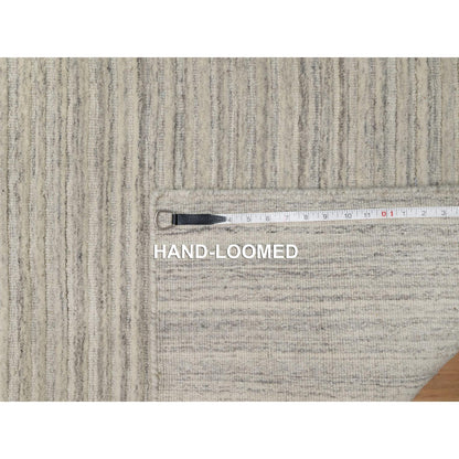 2'5"X8' Beige Plain Modern Design Undyed Pure Wool Hand Loomed Runner Rug