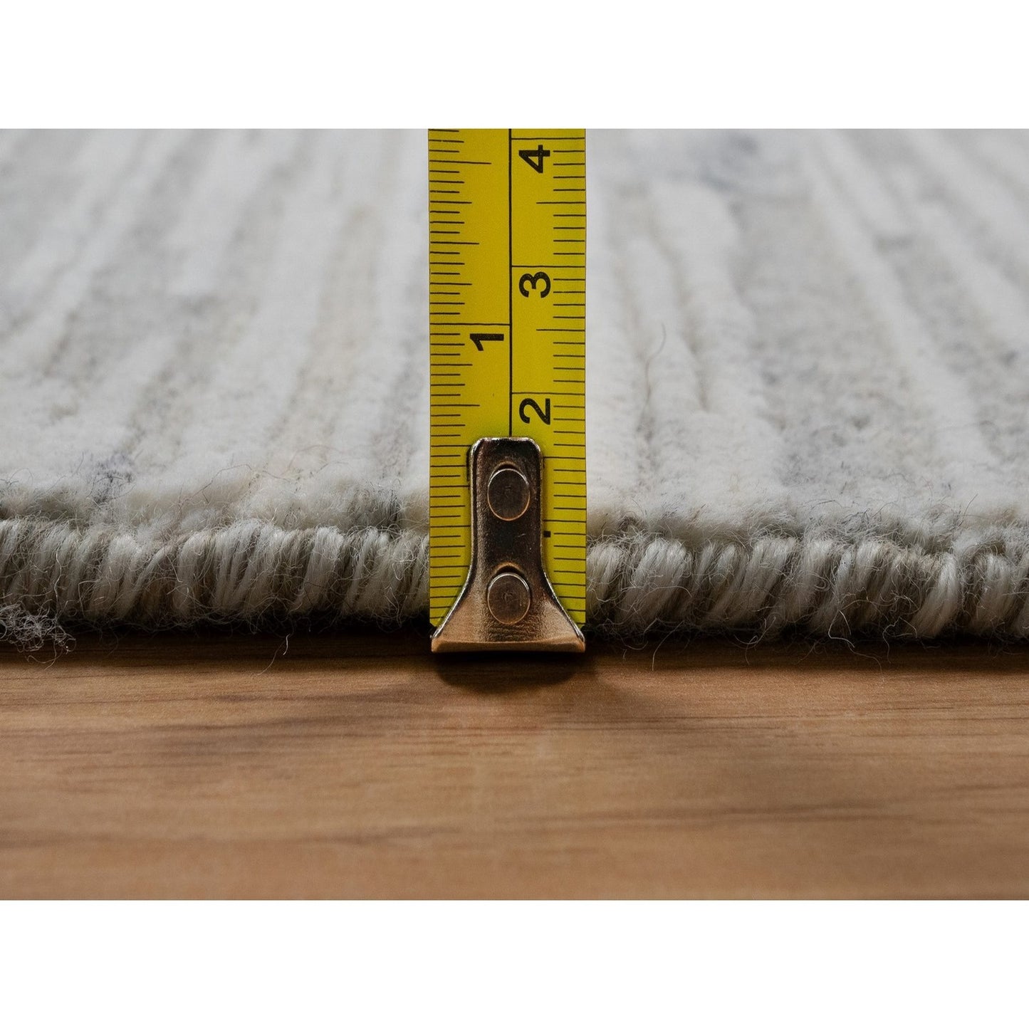 9'X12'1" Ivory Hand Knotted Modern Design Undyed Natural Wool Oriental Rug