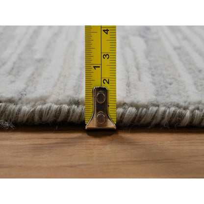 9'X12'1" Ivory Hand Knotted Modern Design Undyed Natural Wool Oriental Rug