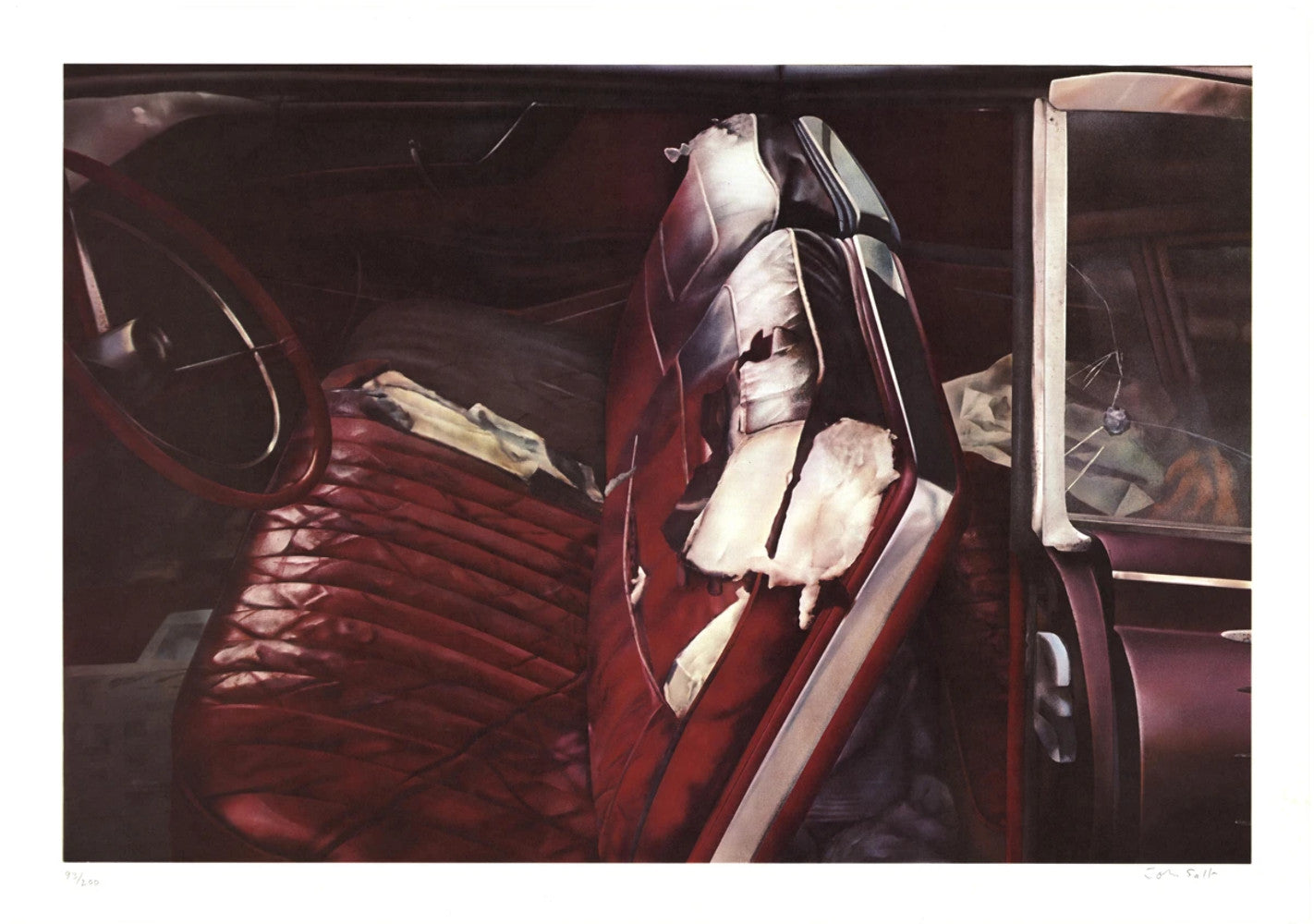 John Salt Arrested Vehicle With Red Seats Signed " Offset Lithograph 1