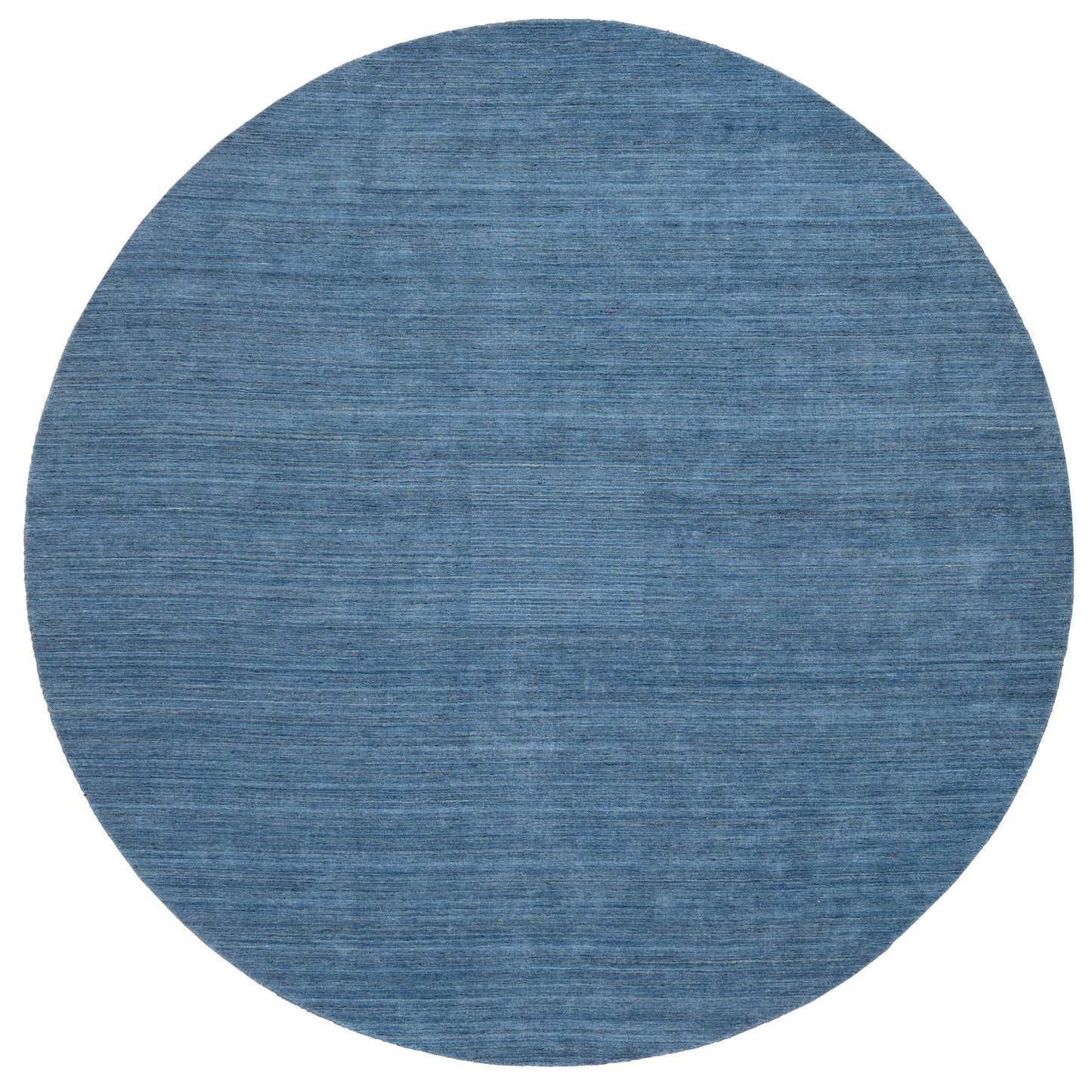 11'9"X11'9" Denim Blue Pure Wool Hand Loomed Modern Design Round Rug