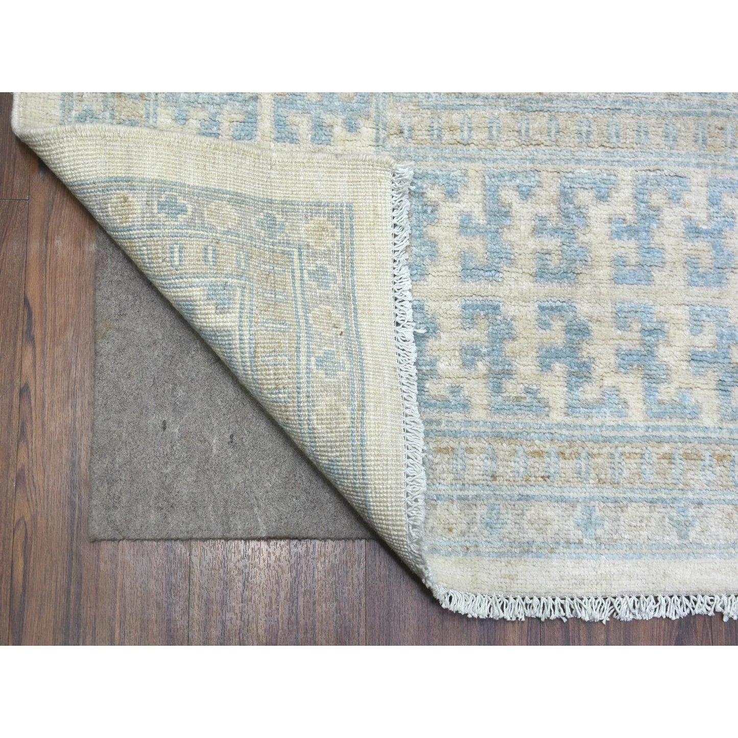 9'X11' Ivory Milk Wash Peshawar, Hand Knotted Pure Wool Natural Dyes, Rug
