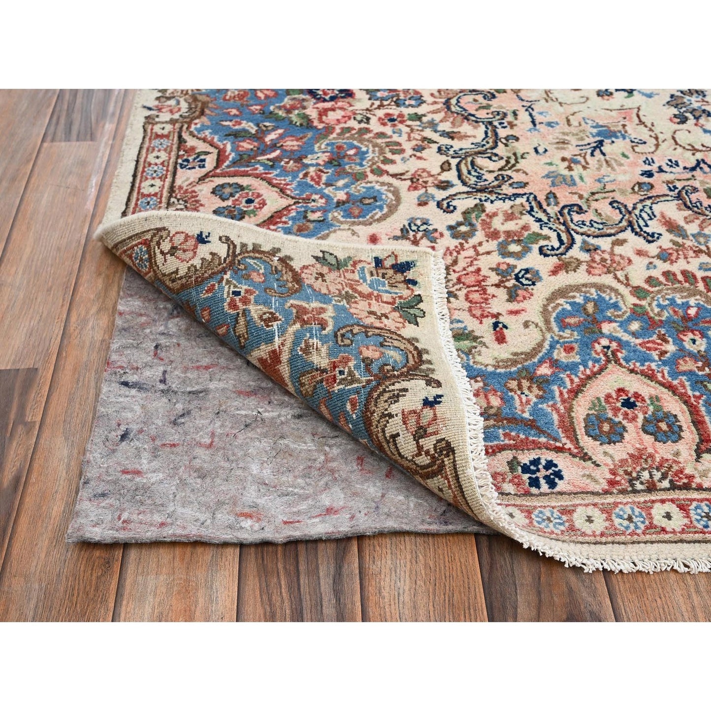 10'3"X13'2" Ivory Vintage Zoroastrian Karman 100% Wool Hand Knotted Rug