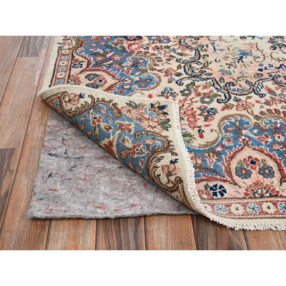 10'3"X13'2" Ivory Vintage Zoroastrian Karman 100% Wool Hand Knotted Rug