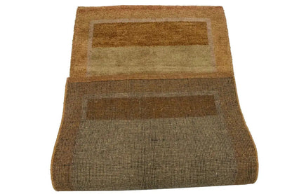 Small Beige And Rust Gabbeh Rug Tribal Design