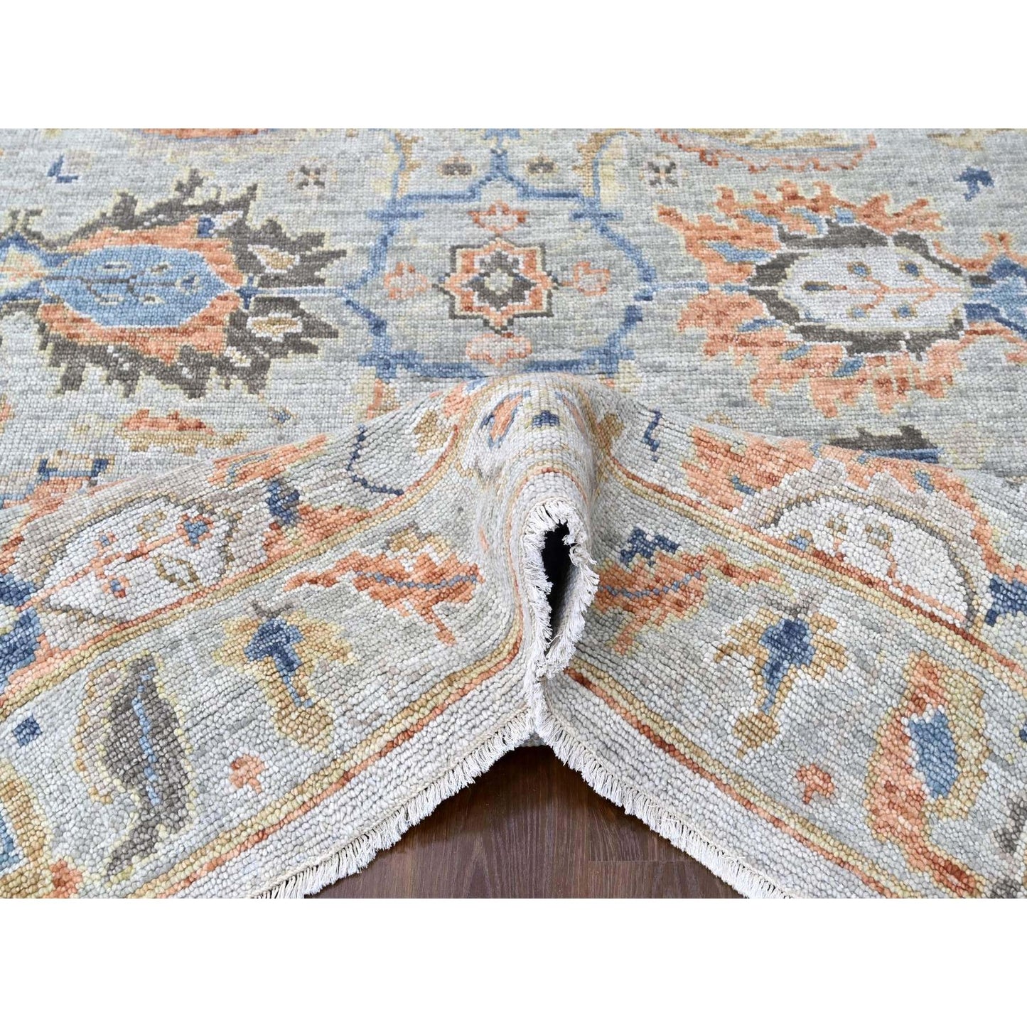 8'10"X11'10" Gray Supple Collection Oushak Design Hand Knotted Wool Rug