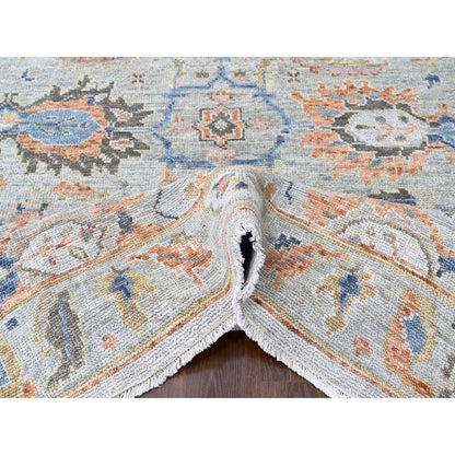 8'10"X11'10" Gray Supple Collection Oushak Design Hand Knotted Wool Rug