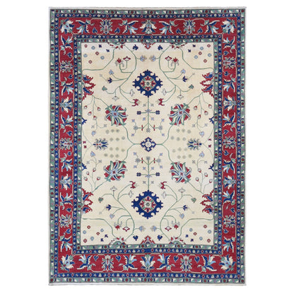 9'10"X14' Cream Color Hand Knotted Kazak Pure Wool Oriental Rug
