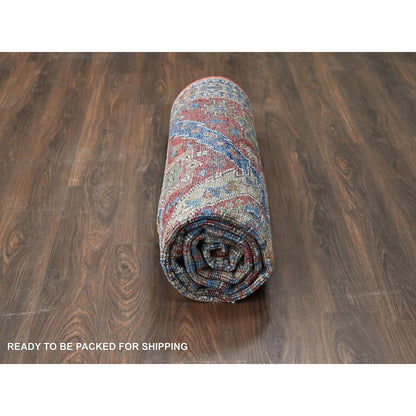 8'X9'10" Coral Red Heris With All Over Design Hand Knotted Wool Rug