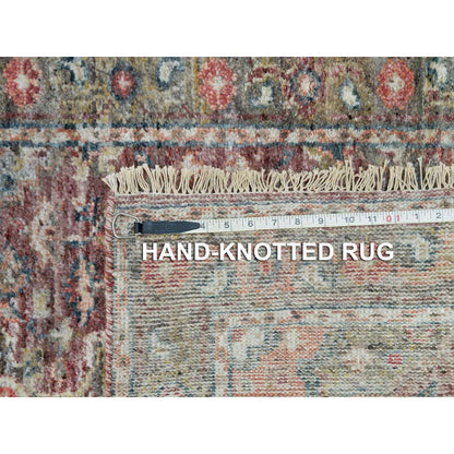 2'6"X19'8" Prune Red Heriz Revival Hand Knotted All Wool Xl Runner Rug