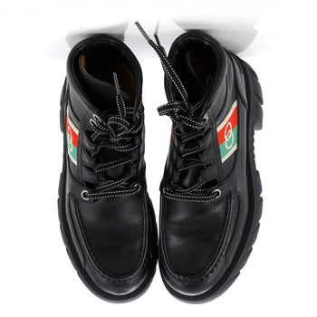 Gucci Women'S Quebec Web Lace Up Combat Boots Leather