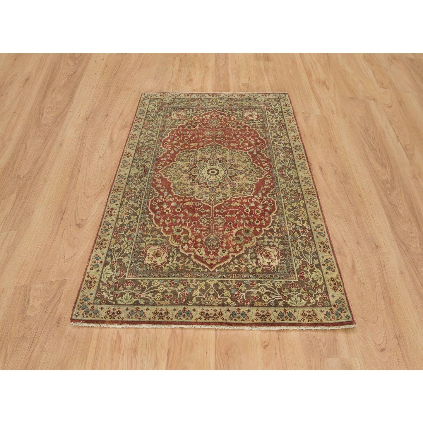 4'2"X6'1" Rust Red Antiqued Haji Jalili Design Hand Knotted All Wool Rug
