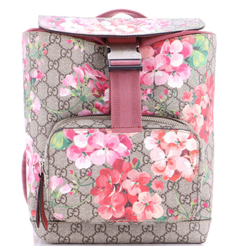 Gucci Buckle Backpack Blooms Print Gg Coated Canvas Small