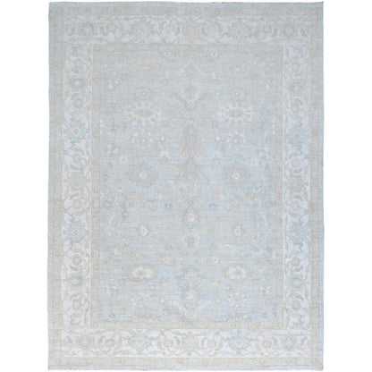 9'1"X12' Sterling Gray Hand Knotted Afghan Peshawar Wool Geometric Rug