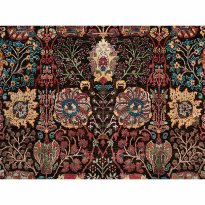 9'1"X12' Black Wool And Silk Hand Knotted Tebraz Vase Fine Oriental Rug