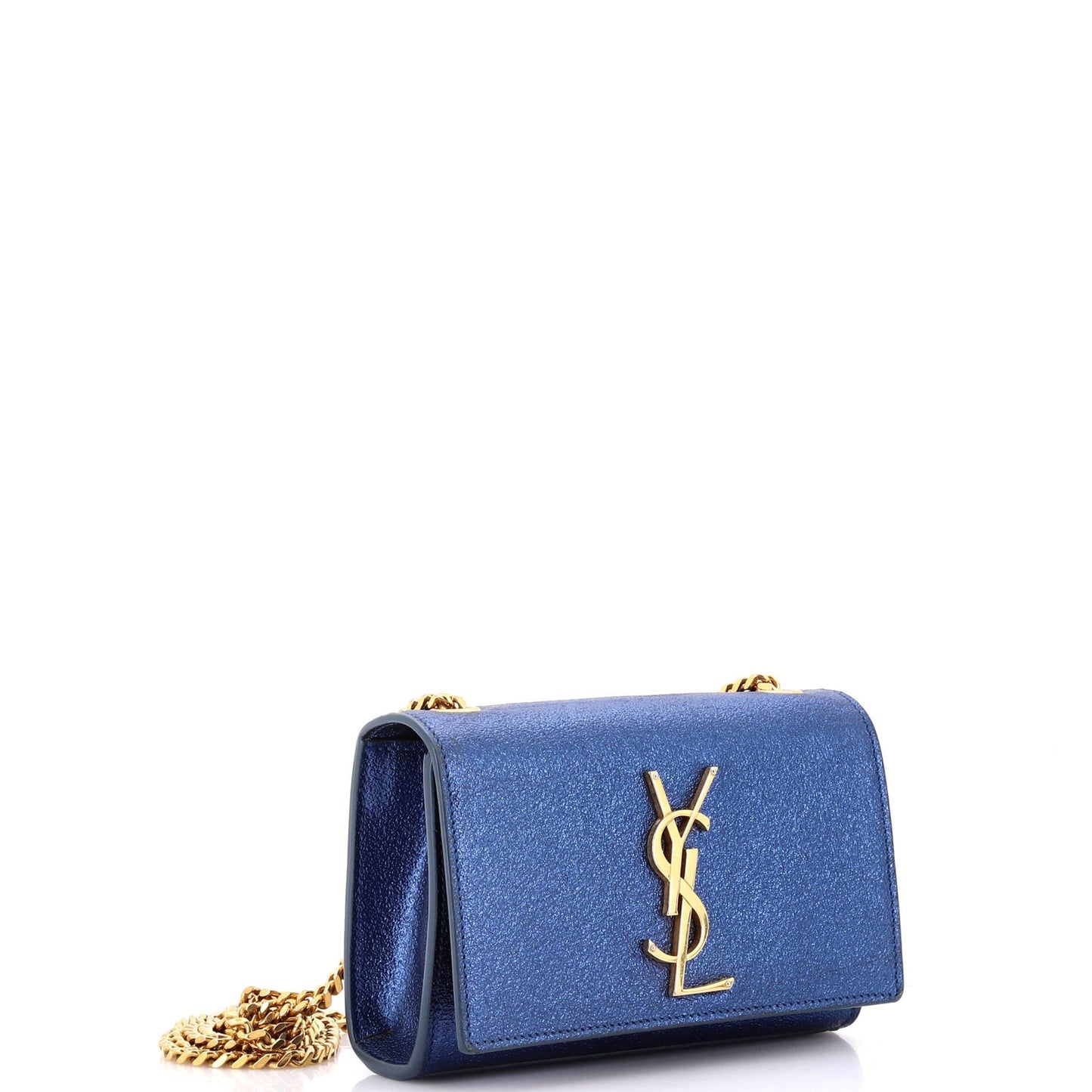 Saint Laurent Classic Monogram Crossbody Bag Metallic Leather Small