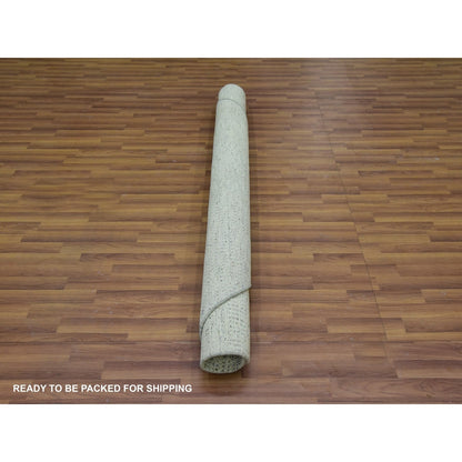 6'X6' Wickham Gray Hand Knotted Grass Design Modern Undyed Wool Round Rug