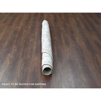 7'10"X8' Hand Knotted Oushak Inspired Pure Wool Round Oriental Rug