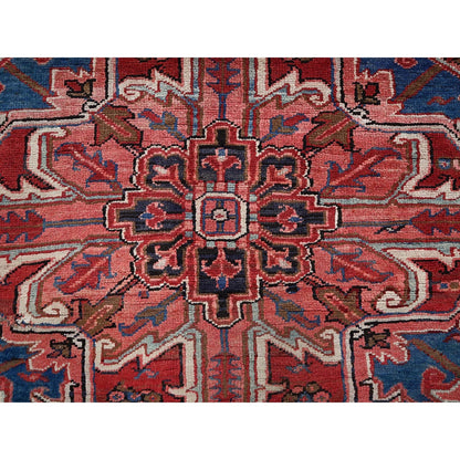 8'4"X10'2" Blush Red Vintage Zoroastrian Heris Hand Knotted Pure Wool Rug