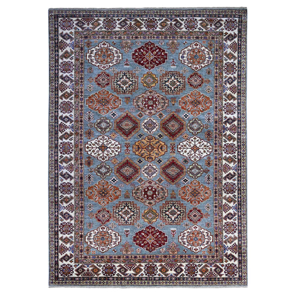 9'x12'5" Normandy Gray Hand Knotted Super Kazak Tribal Wool Oriental Rug