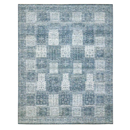 8'1"X10'2" Aegean Blue Garden Design Agra Hand Knotted 100% Wool Rug