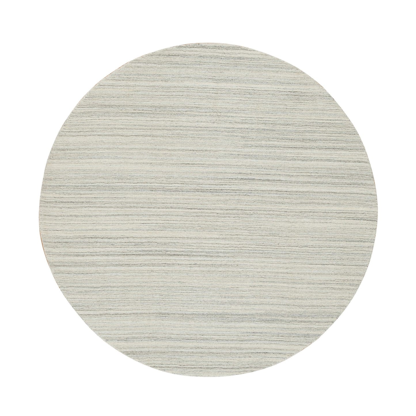 6'1"X6'1" Ivory Hand Loomed Undyed Natural Wool Modern Design Round Rug