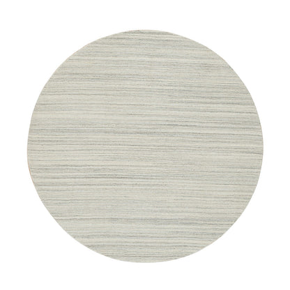 6'1"X6'1" Ivory Hand Loomed Undyed Natural Wool Modern Design Round Rug