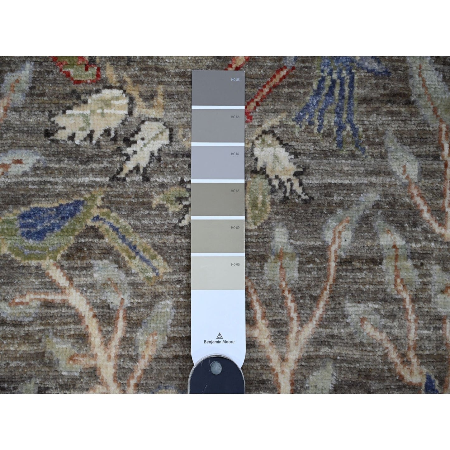 2'7"X9'8" Shingle Gray Birds Paradise Hand Knotted Runner Oriental Rug