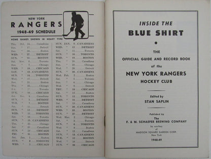 Media Press Guide Blue Book Yearbook Rangers New York 1948/ 49