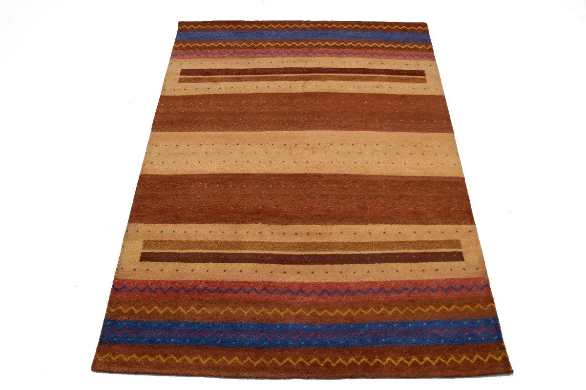 Handmade Gabbeh Rug Modern Tribal Stripes Design Wool Oriental Carpet 7X10 ft